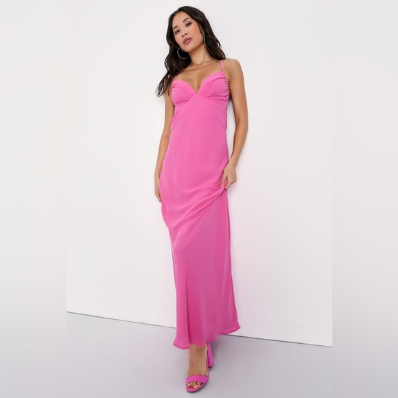 Lulus Dresses & Skirts - Lulus Mesmerizing Allure Pink Sleeveless Lace-Up Maxi Dress